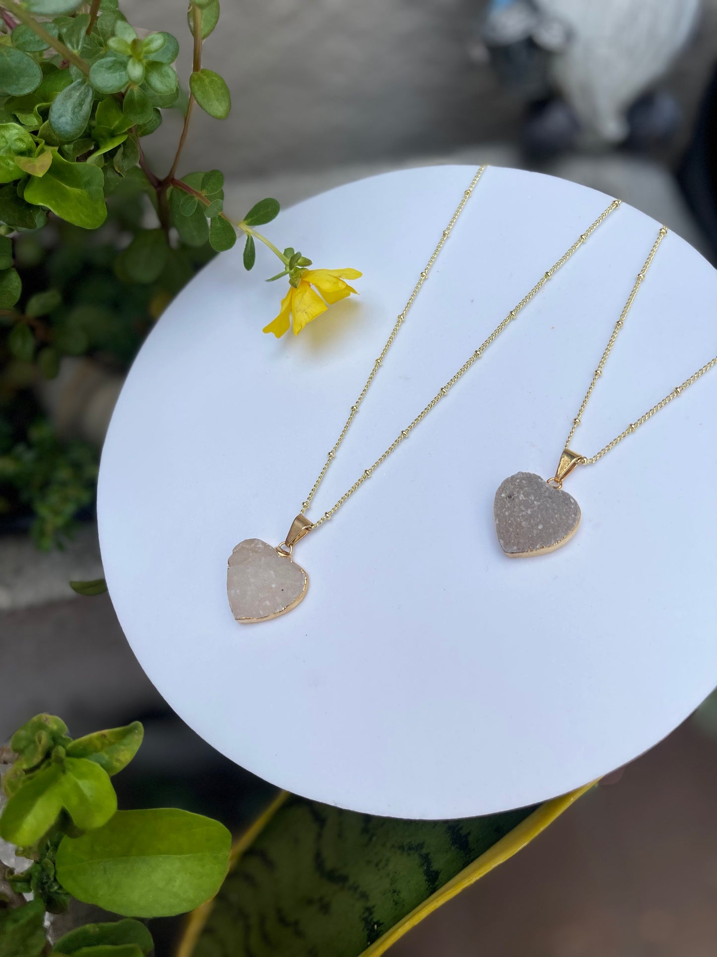 Heart Druzy Gold Plated Necklace