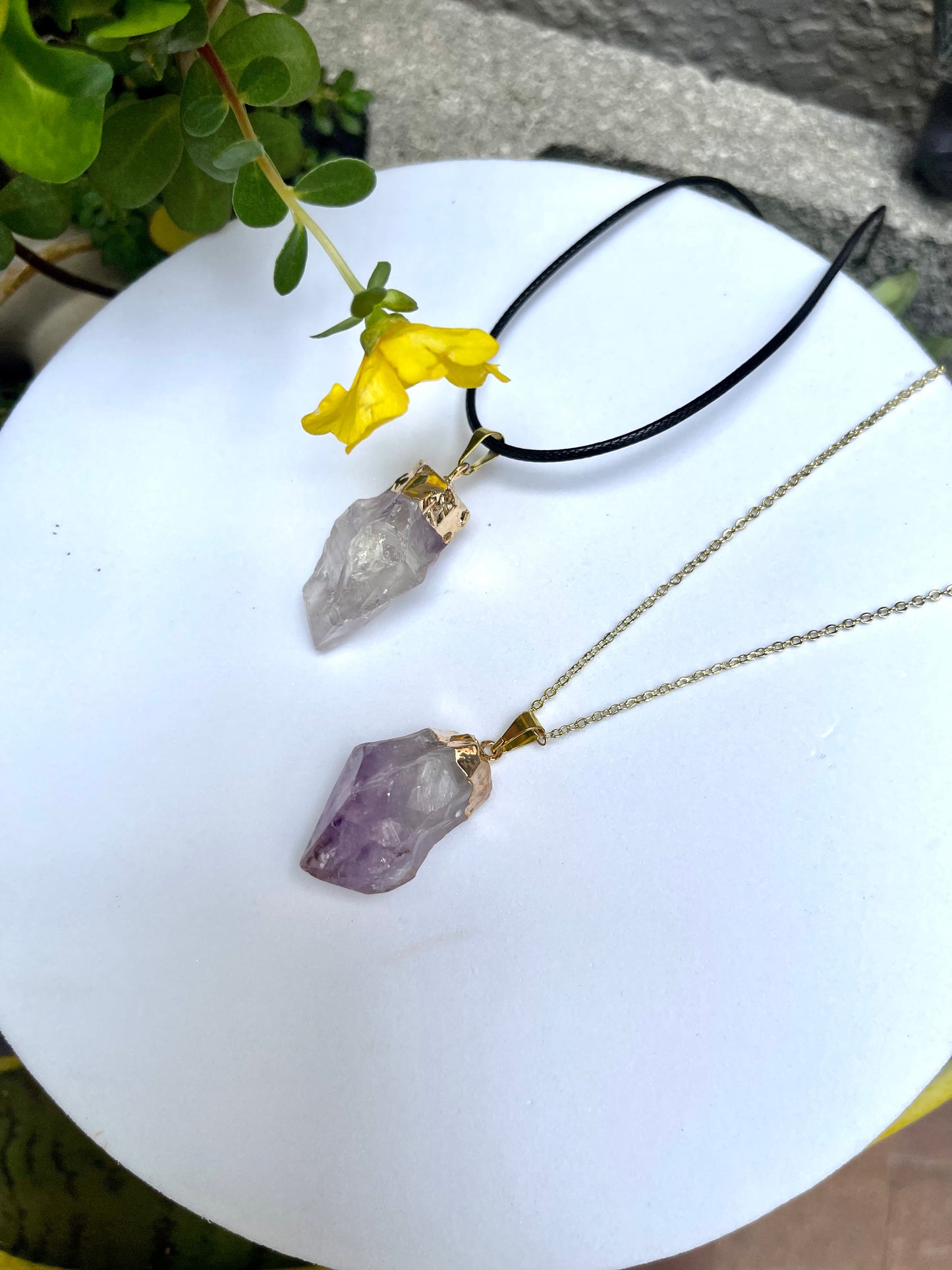 Amethyst Point Electroplated Necklace