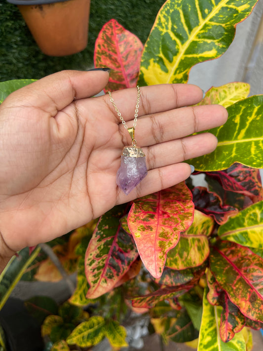 Amethyst Point Electroplated Necklace
