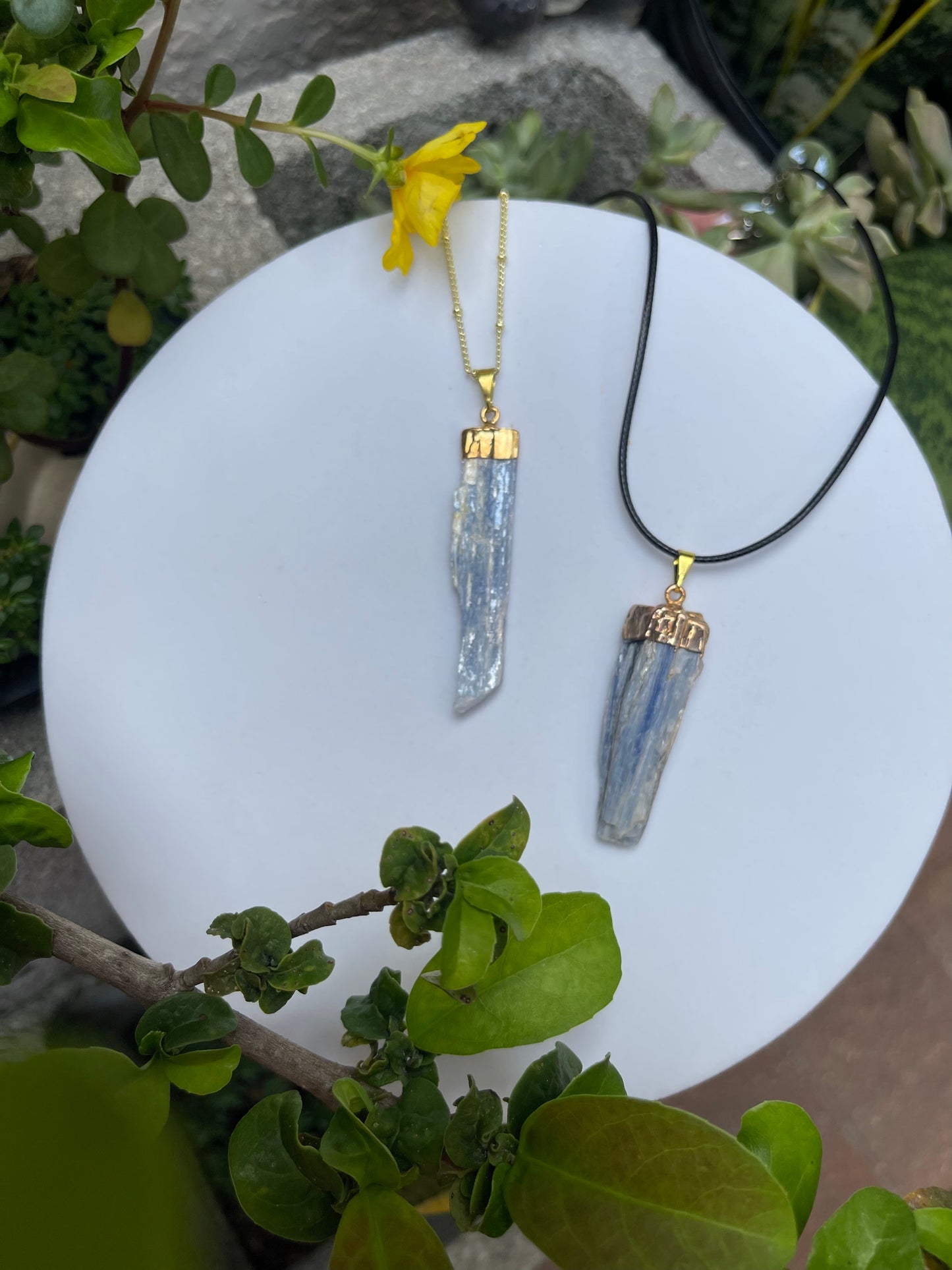 Blue Kyanite Gold Electroplated Necklace