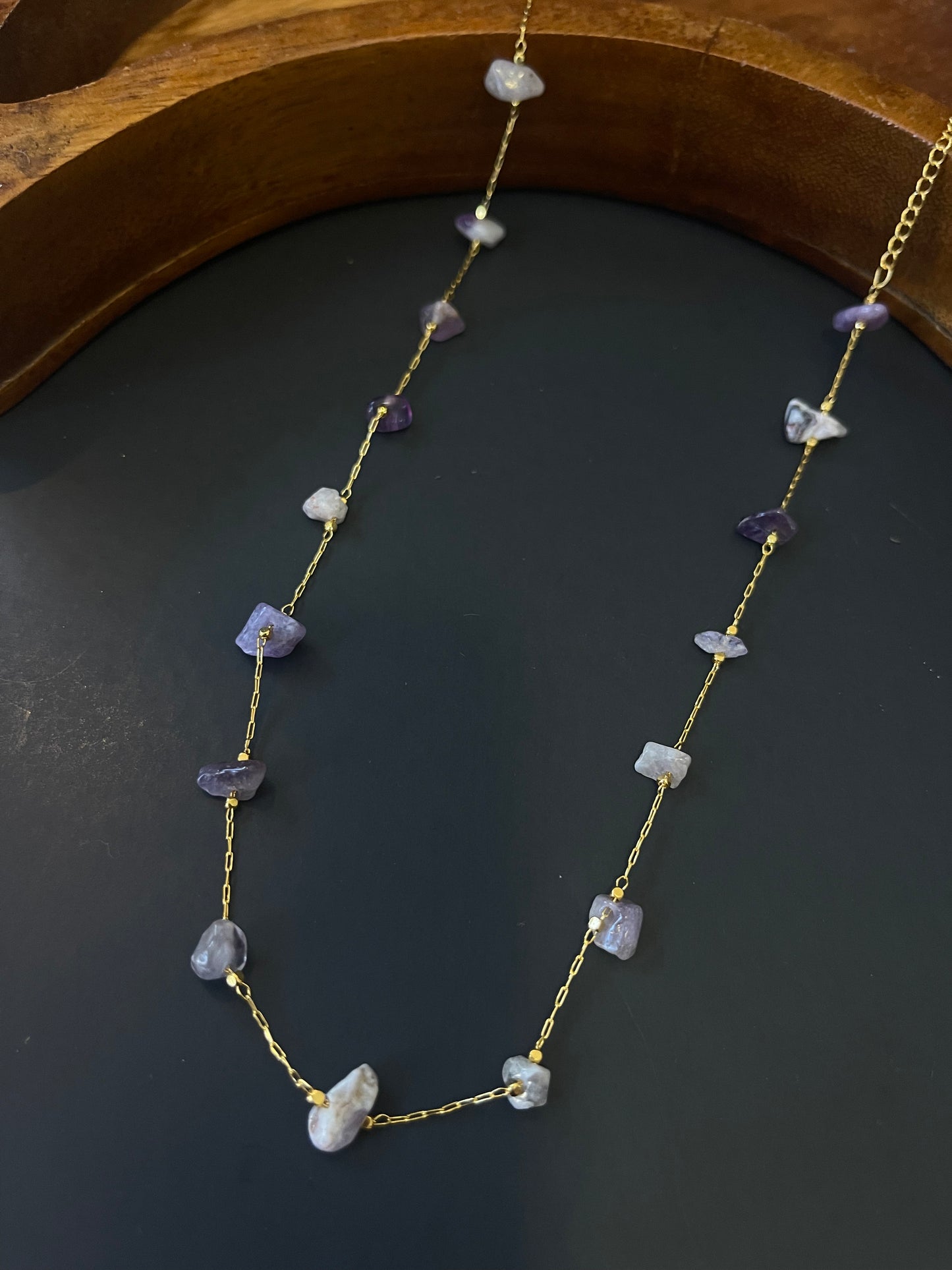 Dainty Gold Plated Gemstones Chips Chokers