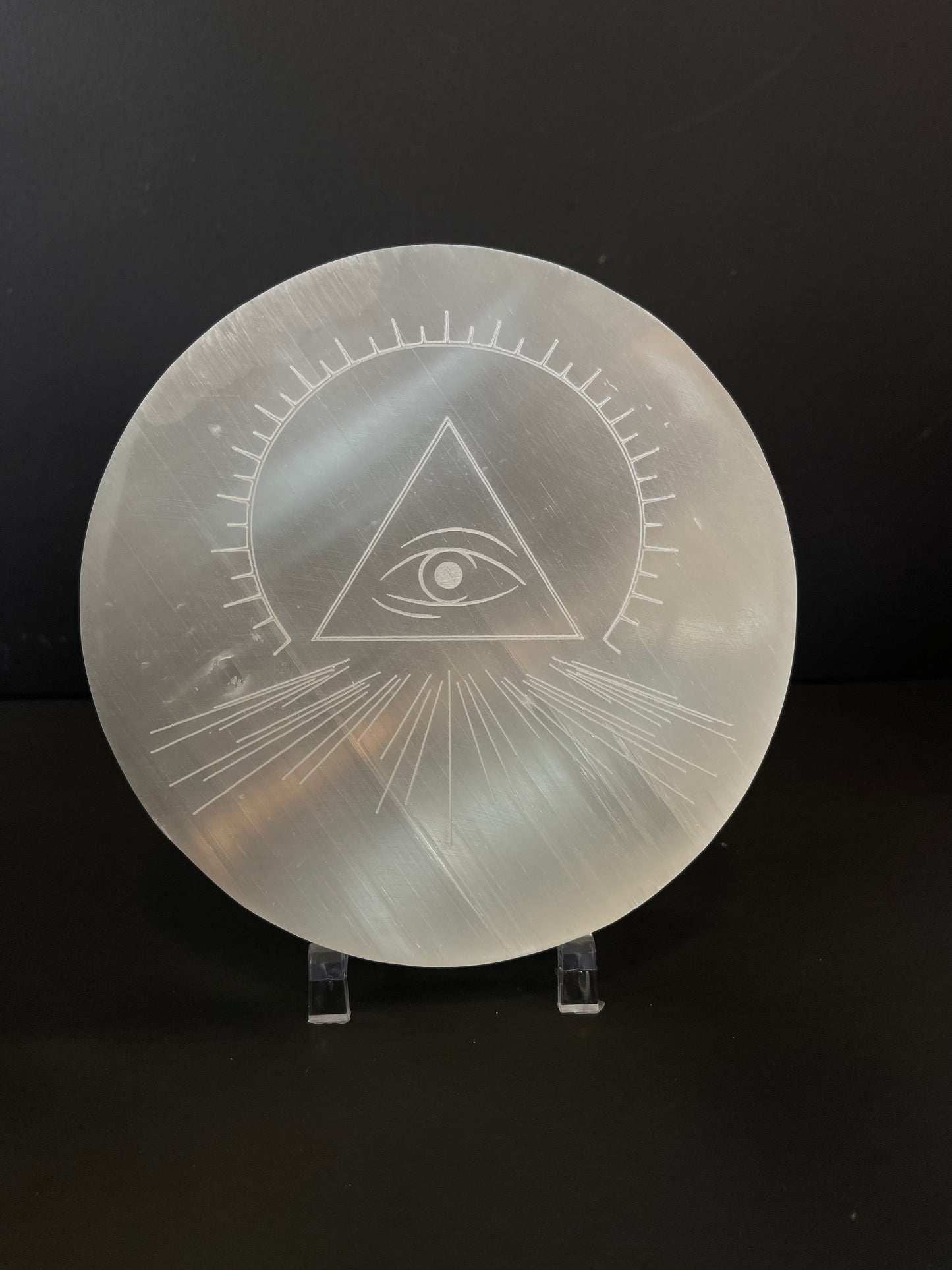 Large Selenite Plate - Eye & Metatron